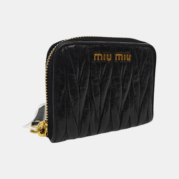 Quilted Lambskin Card Holder Black