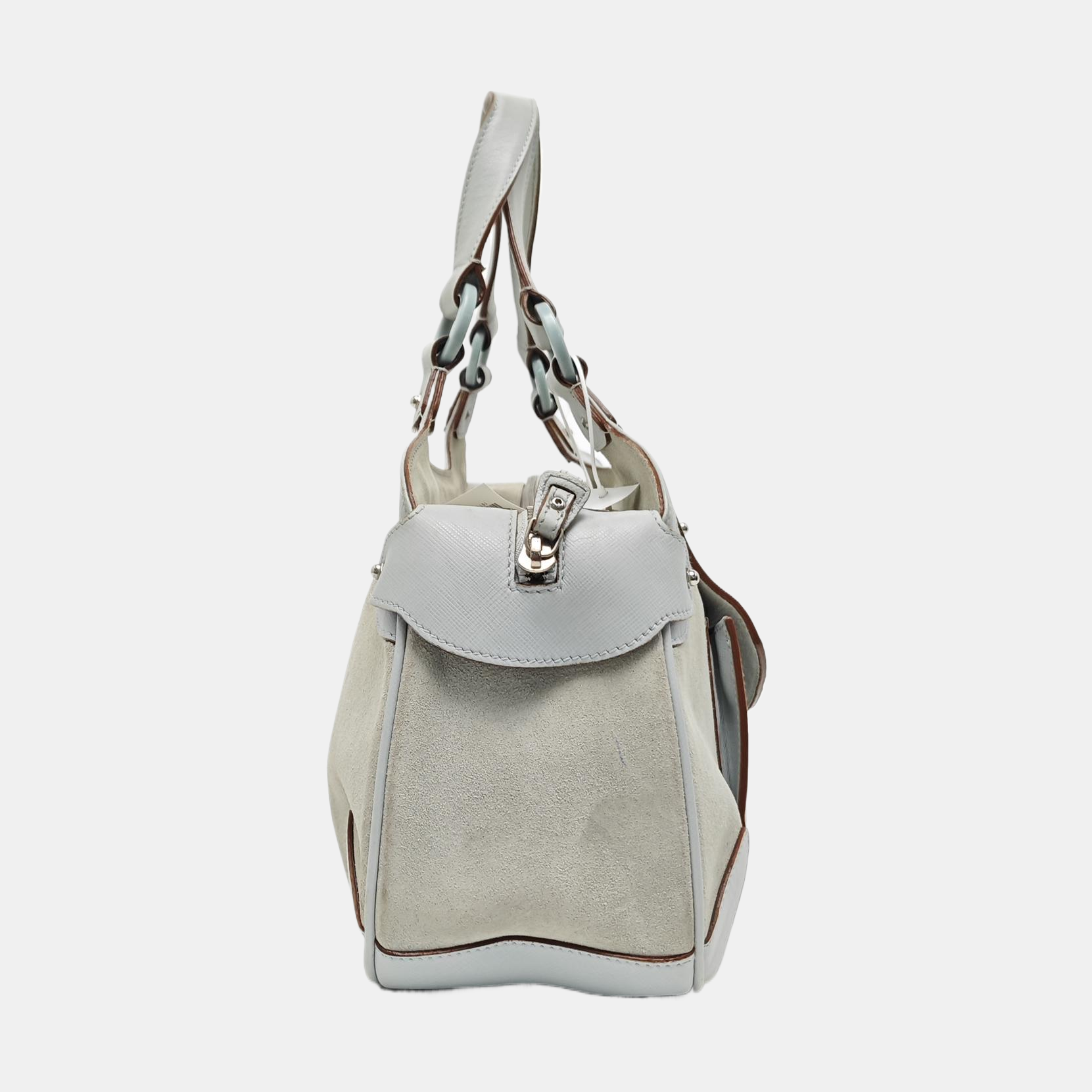 Suede Top Handle Bag Blue