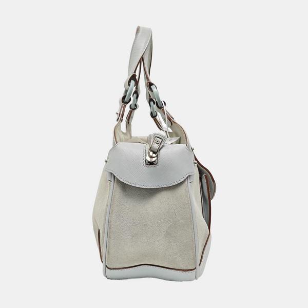 Suede Top Handle Bag Blue
