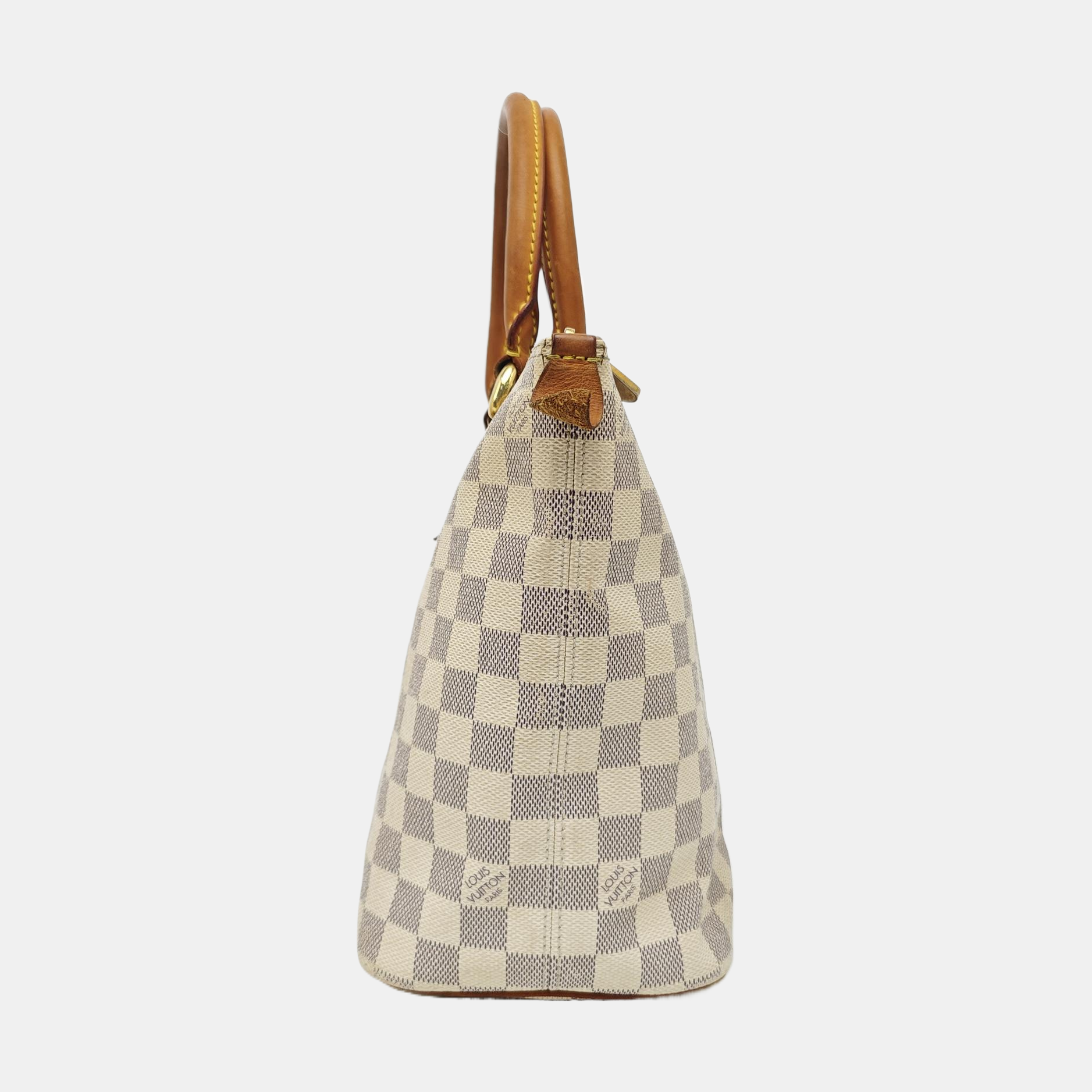 SALEYA PM Damier Azur Coated Canvas White