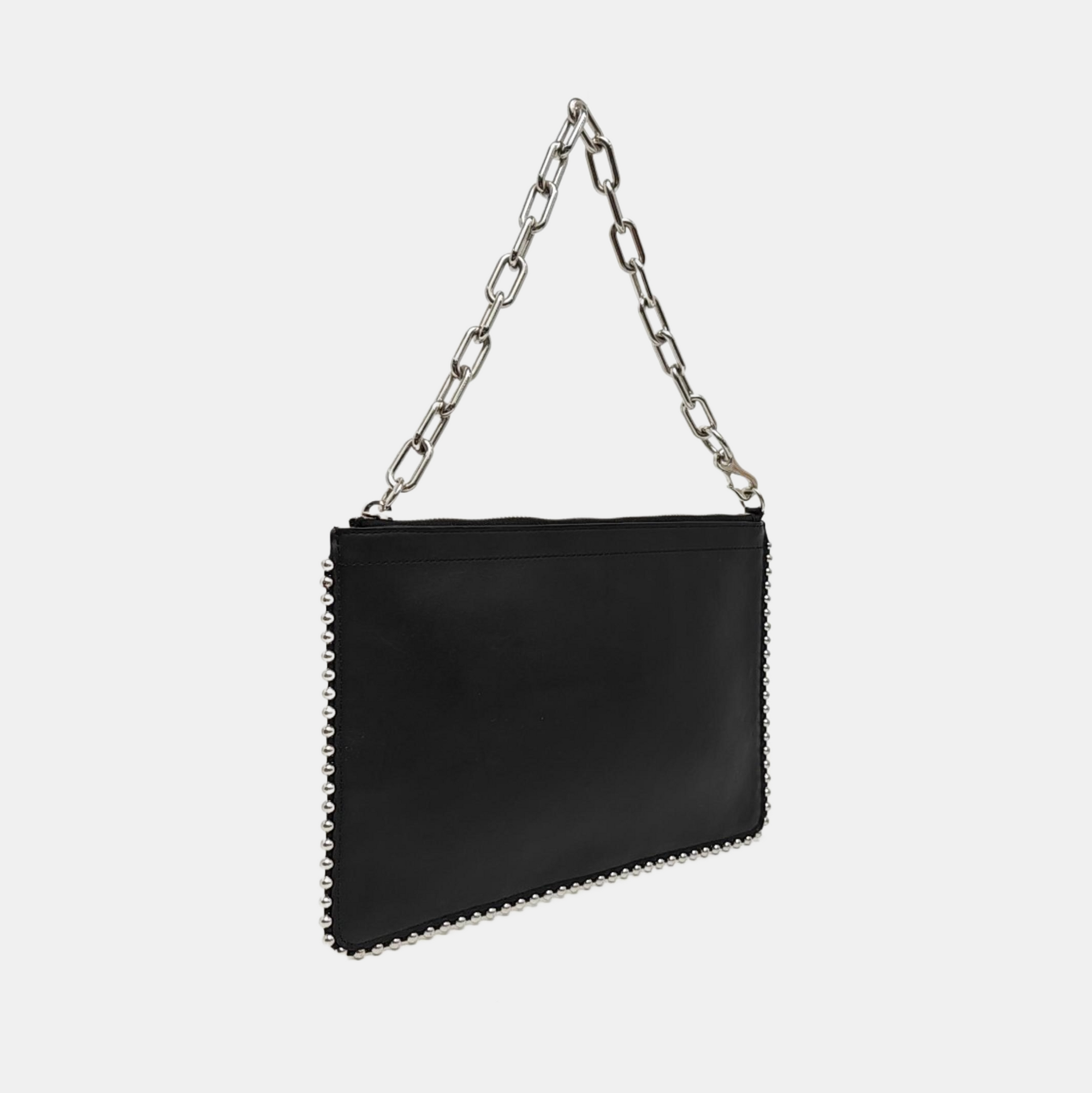 Leather Top Handle Bag Black