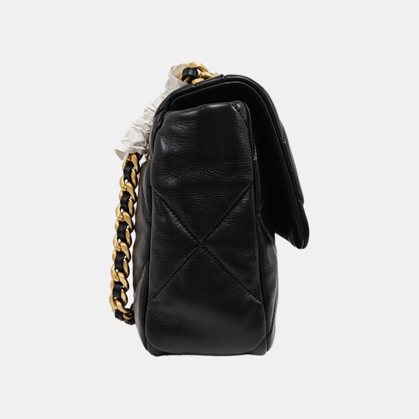 CHANEL 19 Large Quilted Lambskin Black