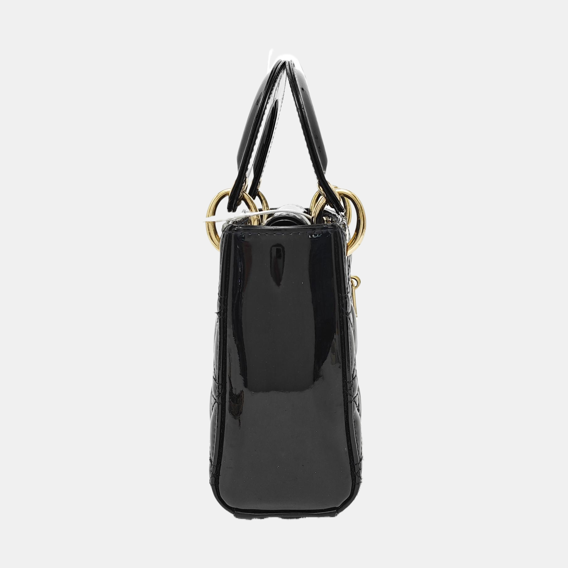Lady Dior Mini Cannage Patent Leather Black