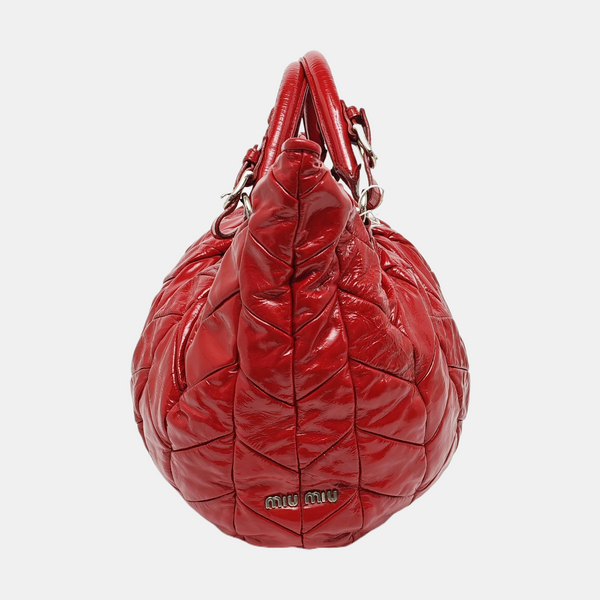 Quilted Patent Leather Shoulder Bag Red