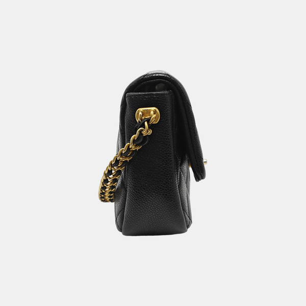 Authenticated pre-owned  CLASSIC FLAP Small Quilted Grained Calfskin Black - Shoulder Bag at Looply