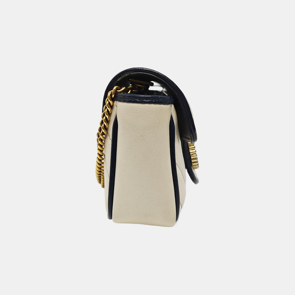 GG Marmont Super Mini Quilted Calfskin White