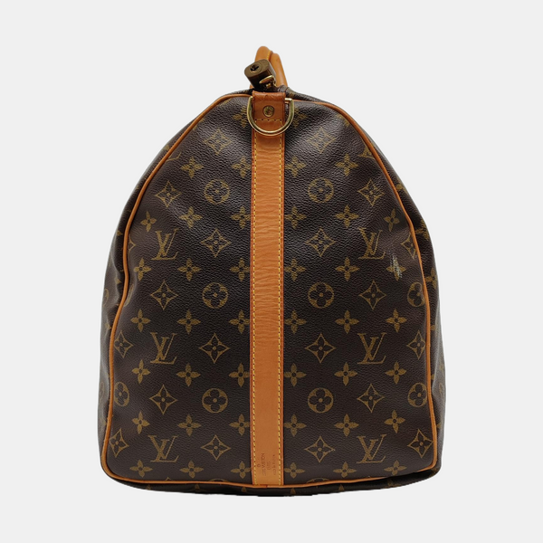KEEPALL 60 Monogram Coated Canvas Brown