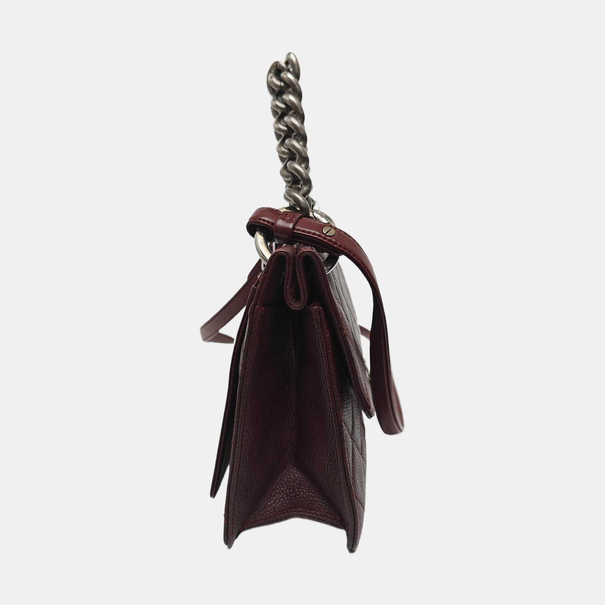 Quilted Grained Calfskin Shoulder Bag Red
