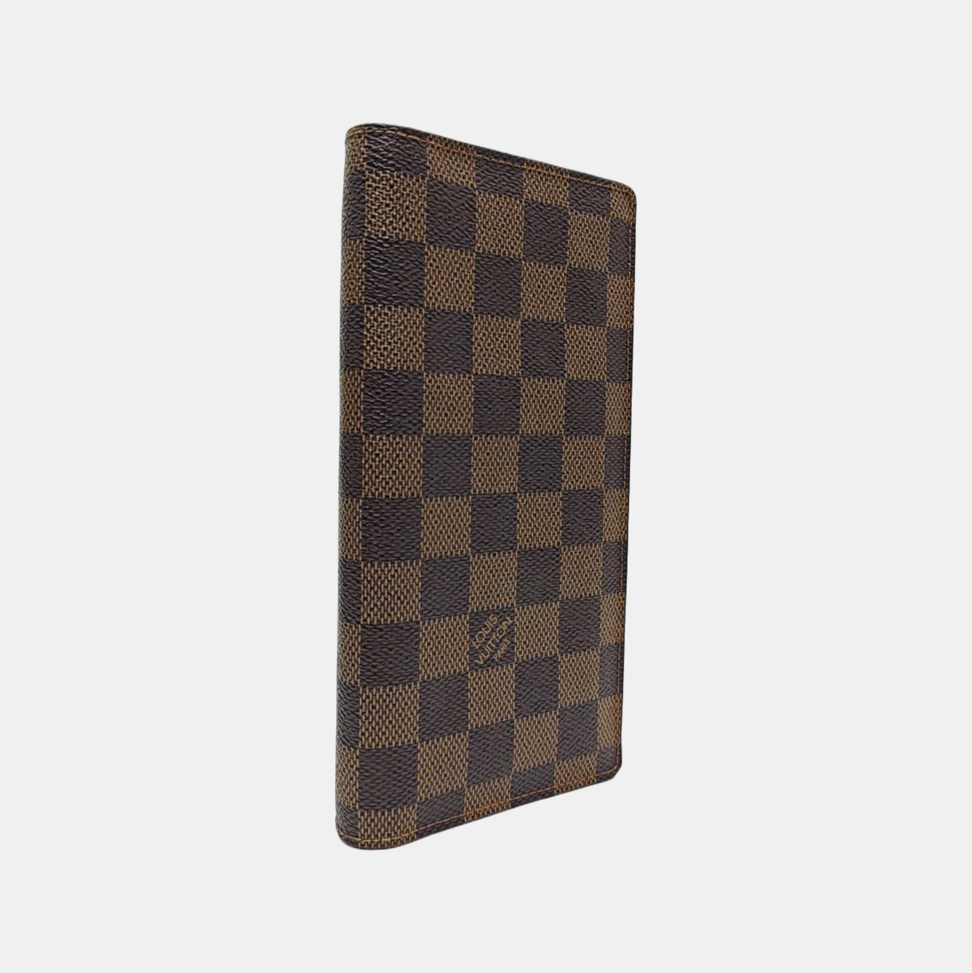 BRAZZA Damier Ebene Coated Canvas Brown Wallet
