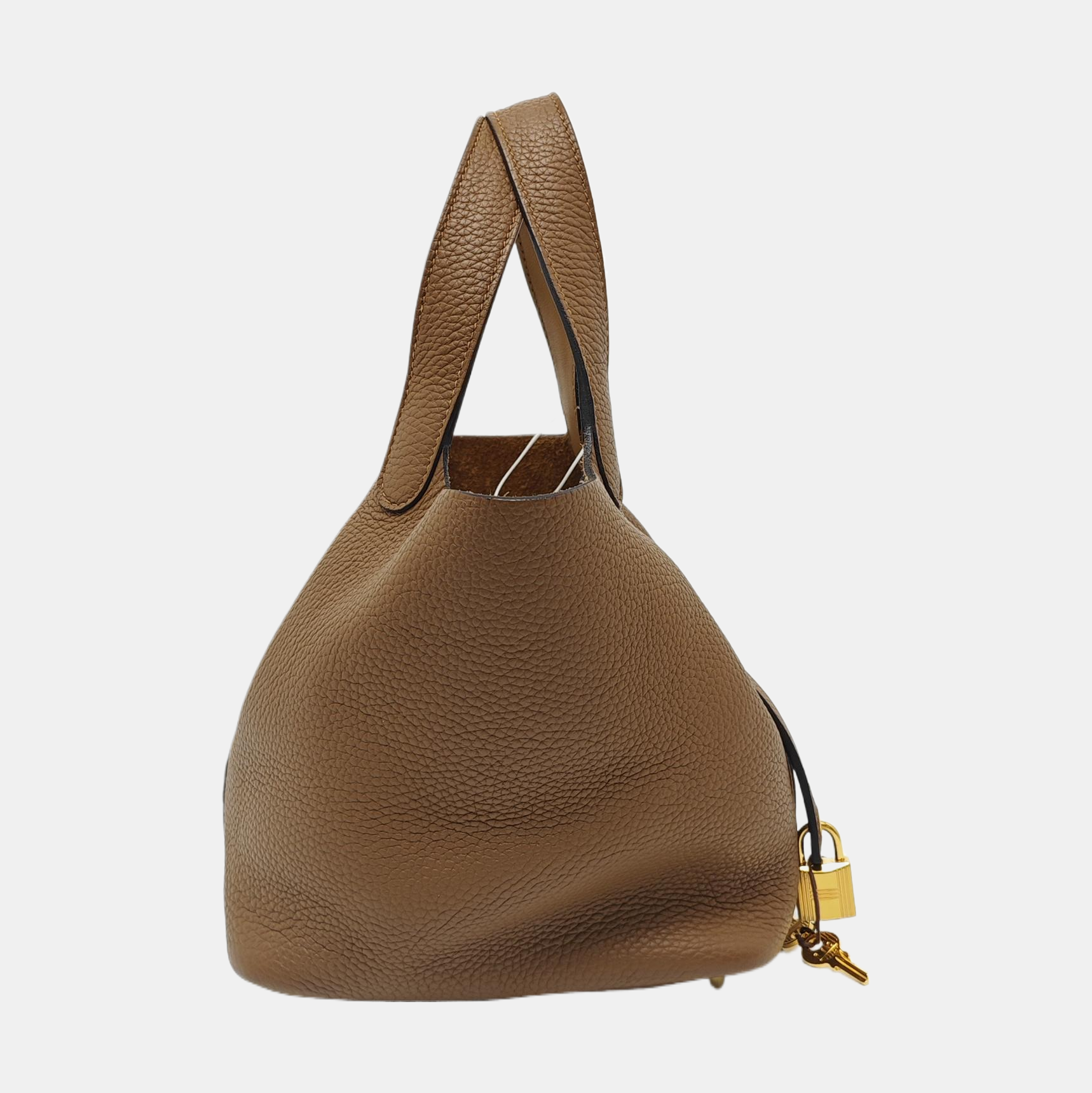 Authenticated pre-owned  Picotin Lock 18 Clemence Brown - Bucket Bag at Looply