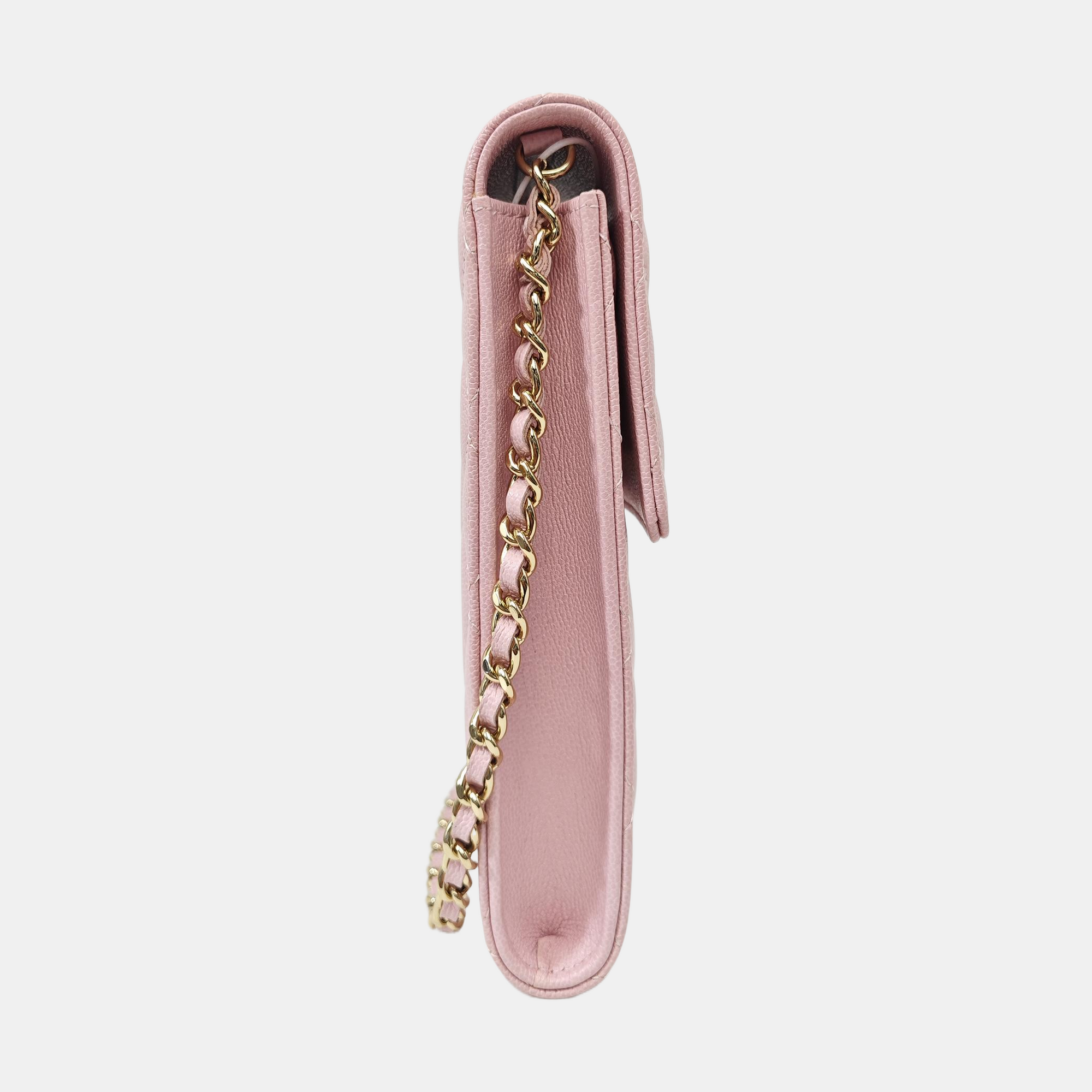 Quilted Grained Calfskin Shoulder Bag Pink