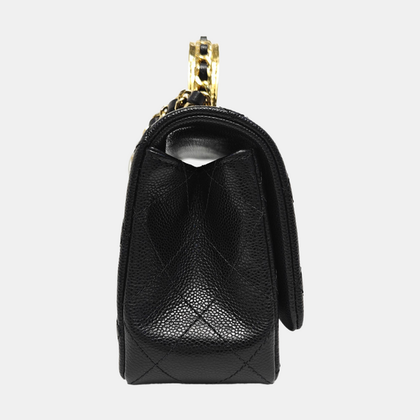 COCO HANDLE Mini Quilted Grained Calfskin Black