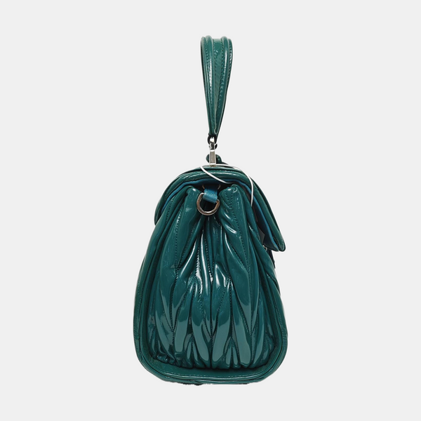 Quilted Patent Leather Shoulder Bag Green