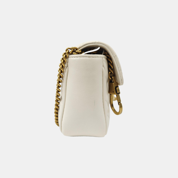 GG Marmont Mini Quilted Calfskin White