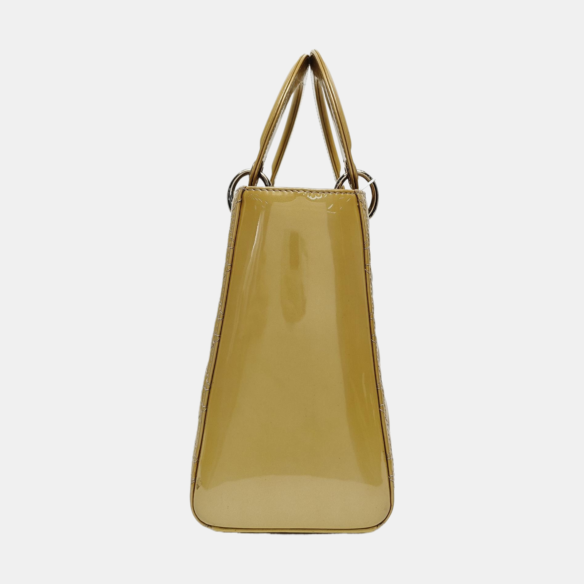 Authenticated pre-owned  Lady Dior Medium Quilted Patent Leather Green - Tote Bag at Looply