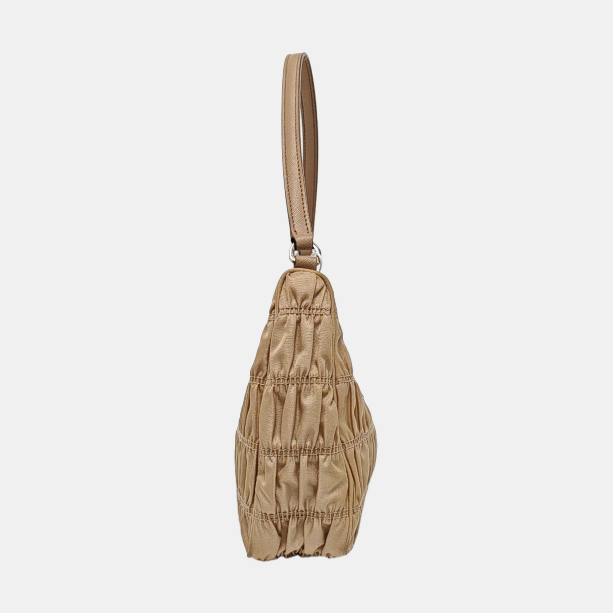 Authenticated pre-owned  Re-Edition2005 Mini Quilted Nylon Beige - Top Handle Bag at Looply