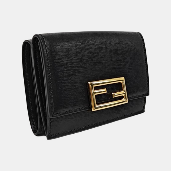 Trifold Calfskin Black Wallet