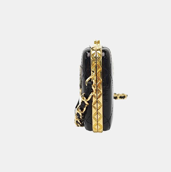 Quilted Lambskin Shoulder Bag Black