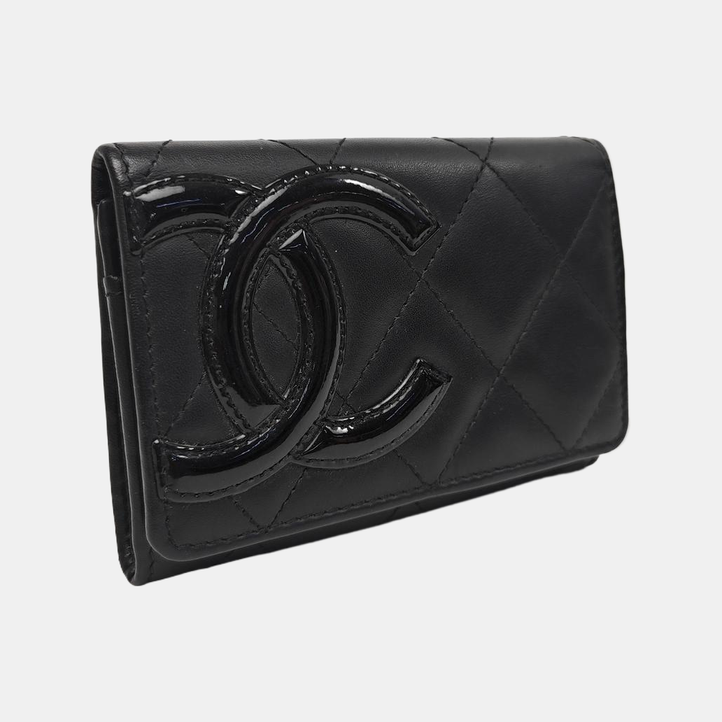 CAMBON Quilted Calfskin Black Coin Purse