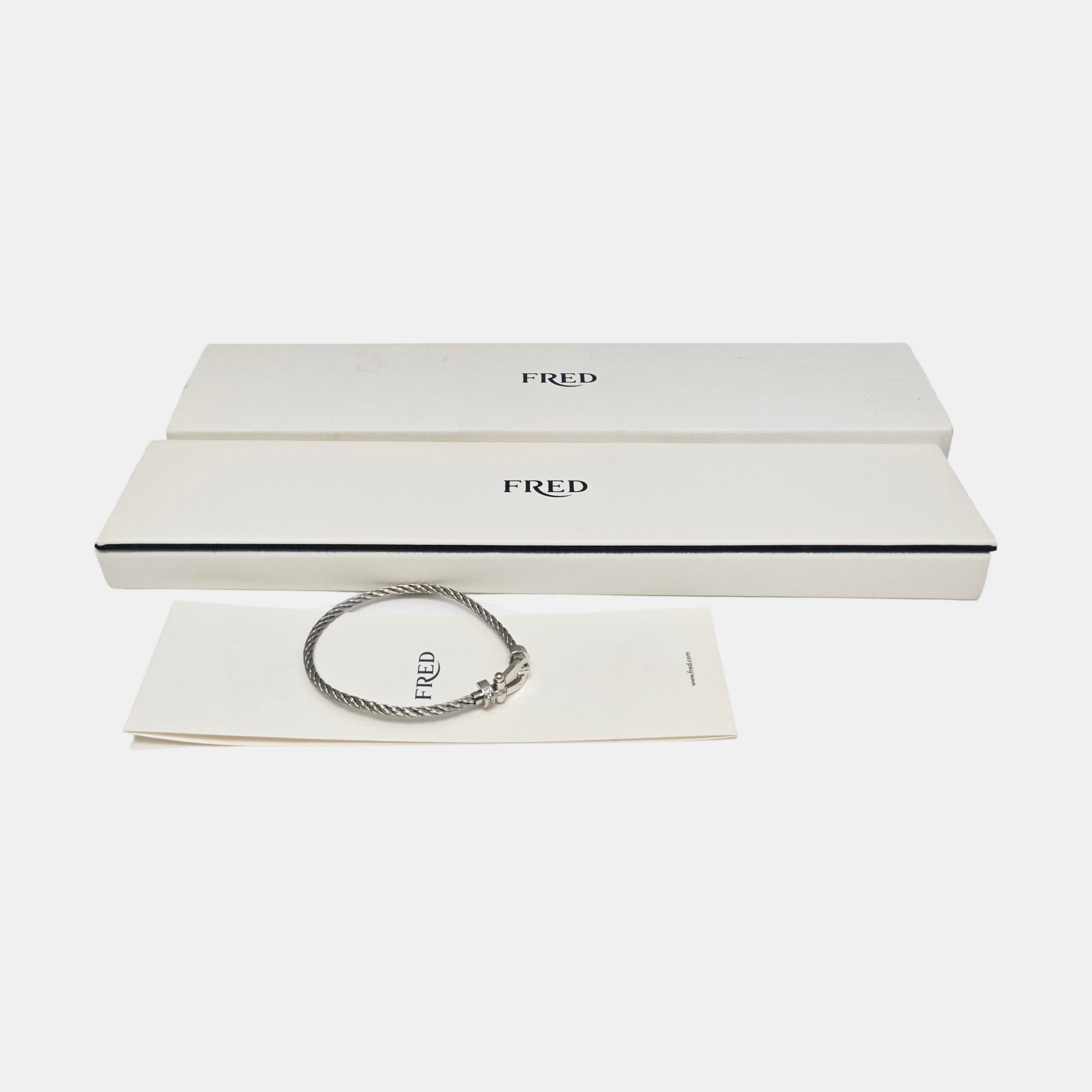 Force 10 18k White Gold Silver Bangle
