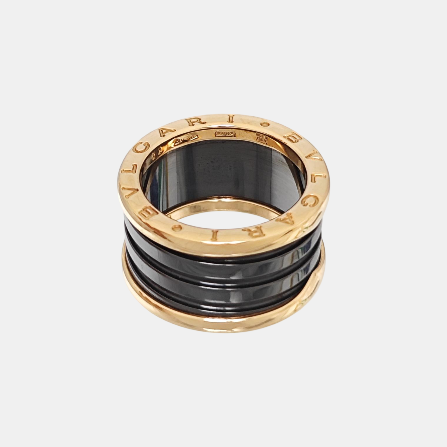 B.ZERO1 18k Rose Gold Black Ring EU 52