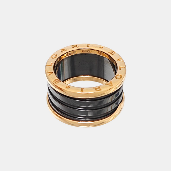 B.ZERO1 18k Rose Gold Black Ring EU 52