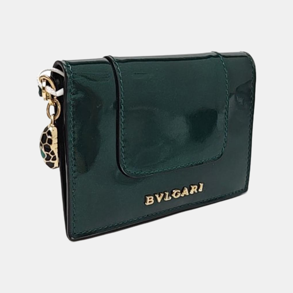 SERPENTI FOREVER Patent Leather Green Wallet