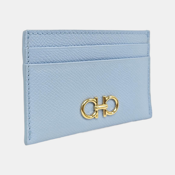 Gancini Calfskin Blue Card Holder