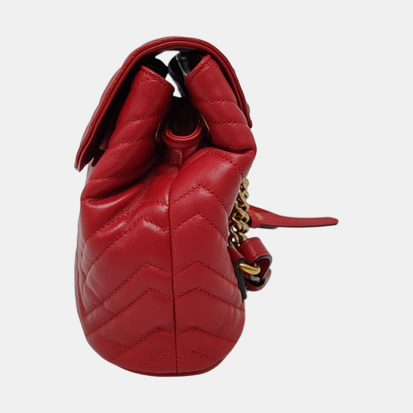 GG Marmont Super Mini Quilted Calfskin Red