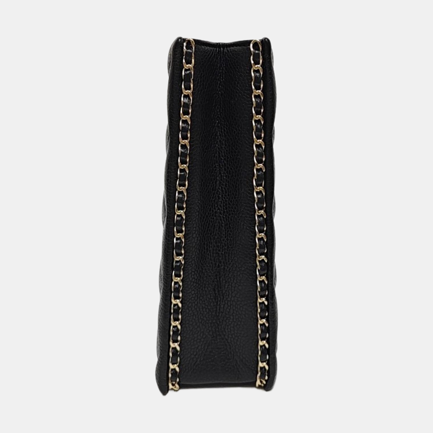 Quilted Grained Calfskin Shoulder Bag Black