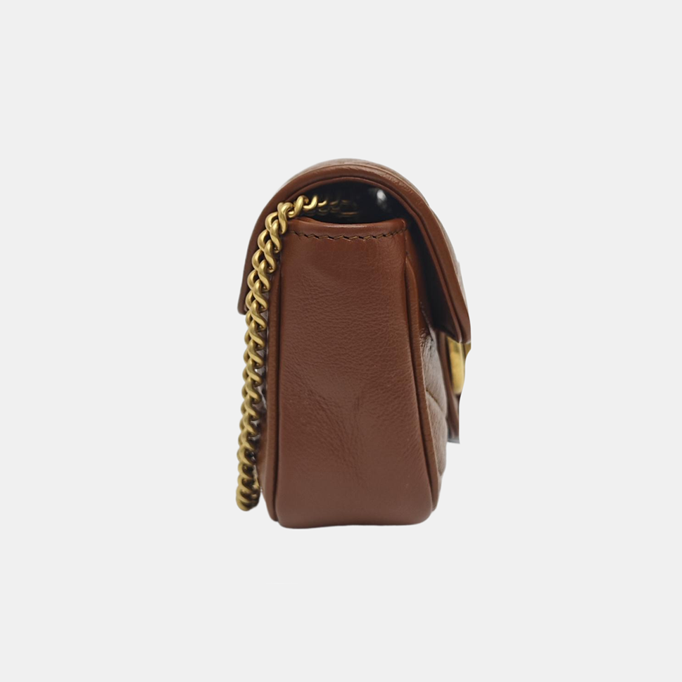 GG Marmont Mini Quilted Calfskin Brown