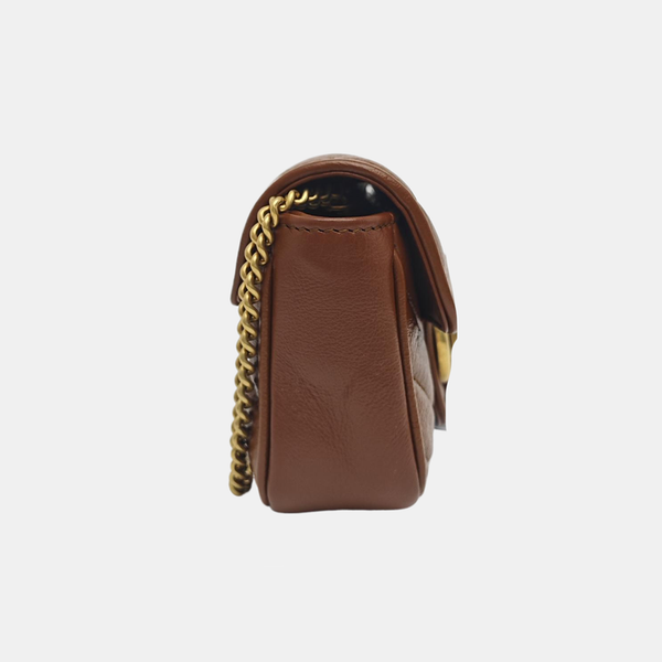 GG Marmont Mini Quilted Calfskin Brown