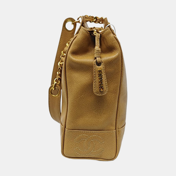 VINTAGE CC LOGO Grained Calfskin Beige