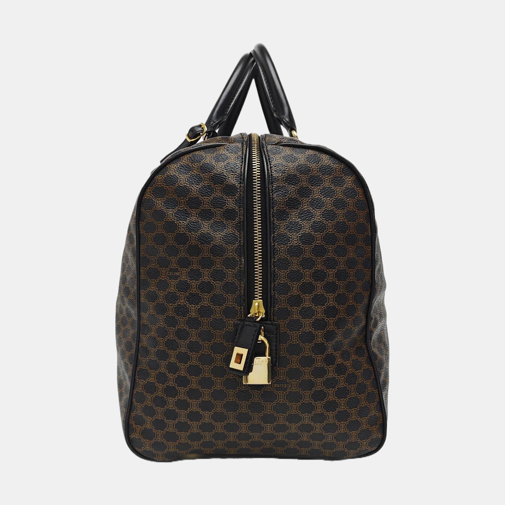 Coated Canvas Top Handle Bag Black