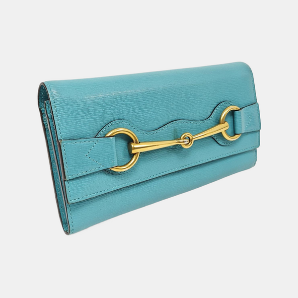 Bright Bit Calfskin Blue Wallet