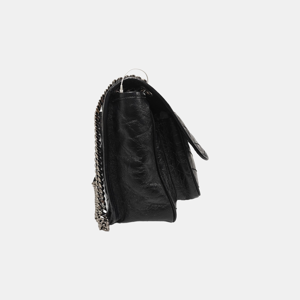 NIKI Medium Chevron Calfskin Black