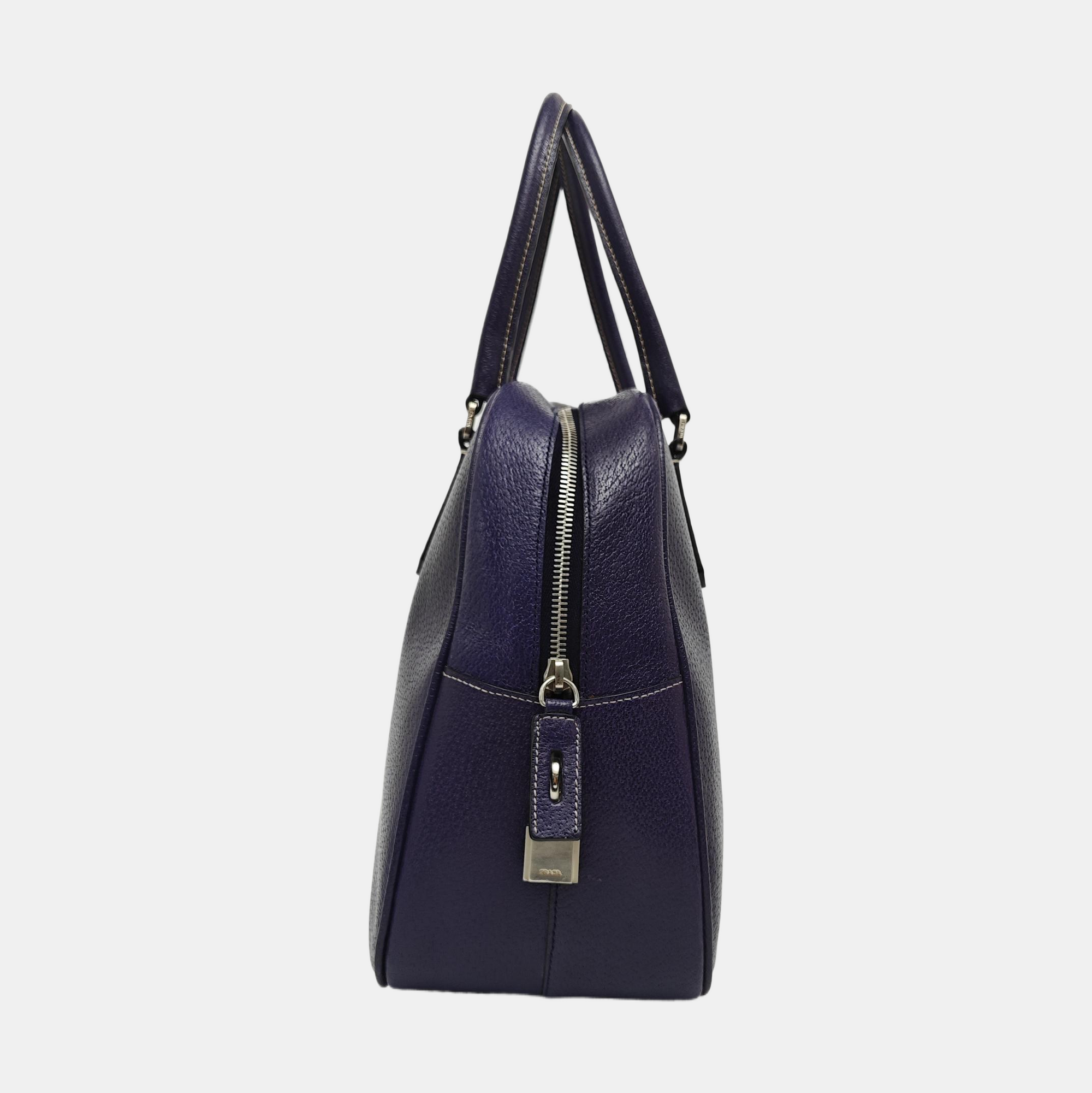 Calfskin Top Handle Bag Purple