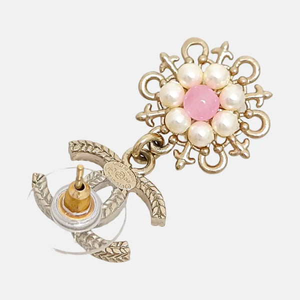 CC Logo Metal Gold Stud Earrings