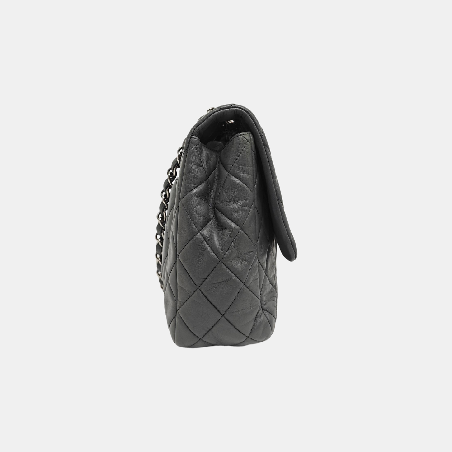 Large Quilted Calfskin Gray