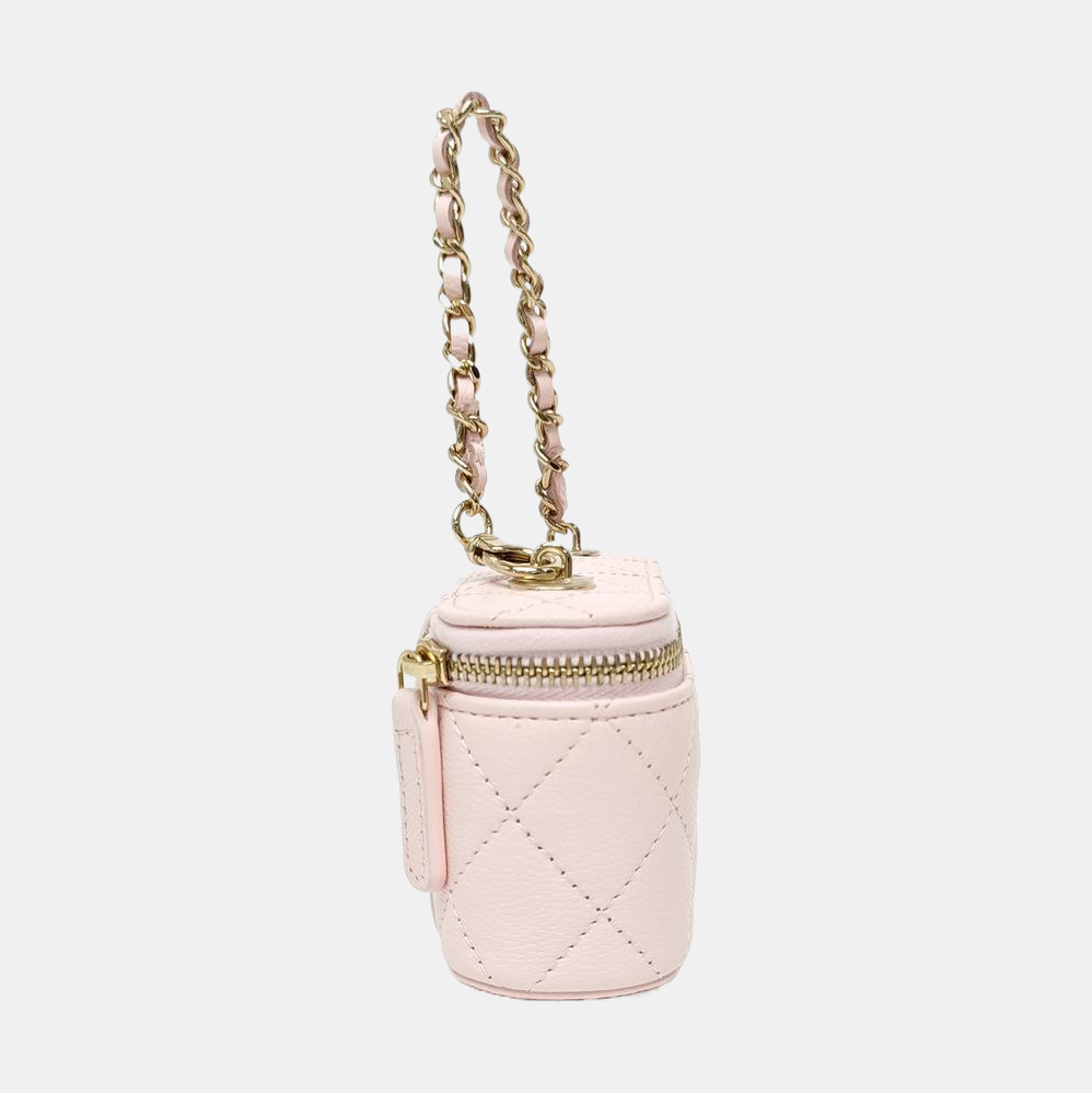 Quilted Grained Calfskin Top Handle Bag Pink