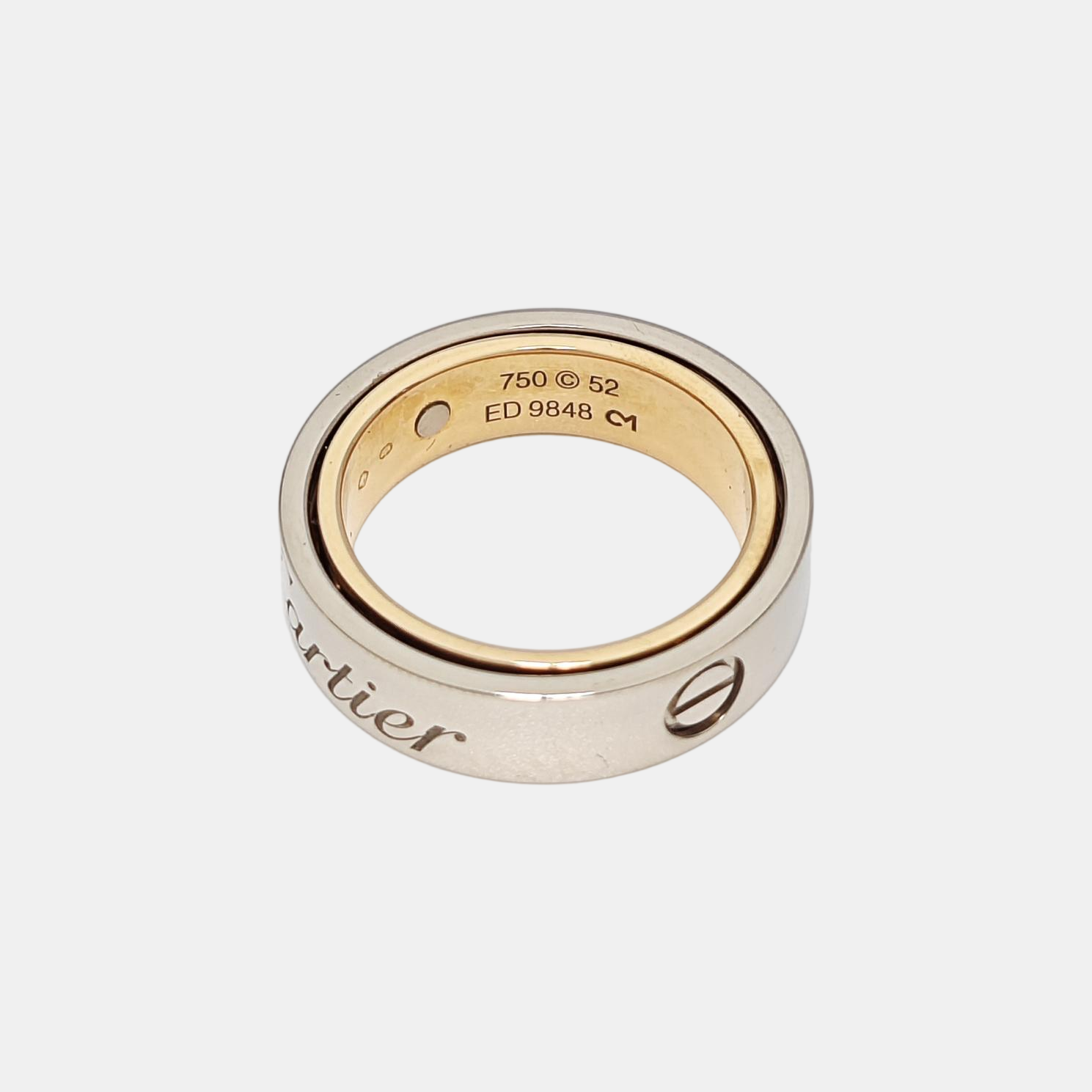 LOVE 18k Gold Silver Ring EU 52