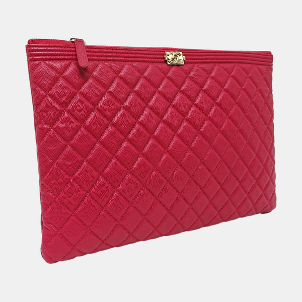 BOY CHANEL Large Quilted Calfskin Pink