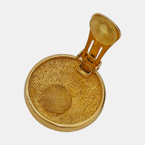 Petit CD Metal Gold Clip On Earrings