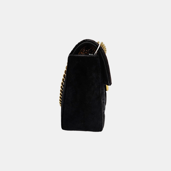 GG Marmont Medium Quilted Velvet Black