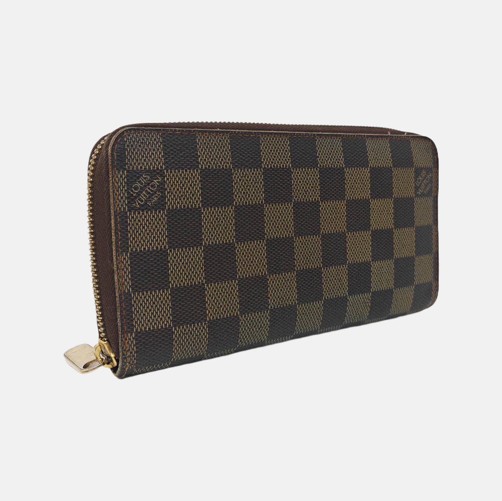 ZIPPY Damier Ebene Coated Canvas Brown Wallet