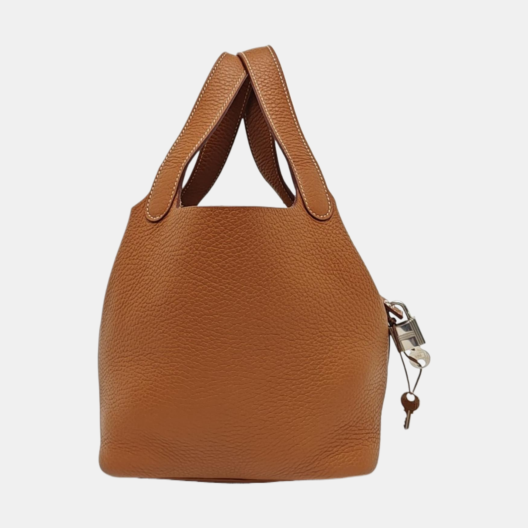 Authenticated pre-owned  Picotin Lock 18 Clemence Brown - Bucket Bag at Looply