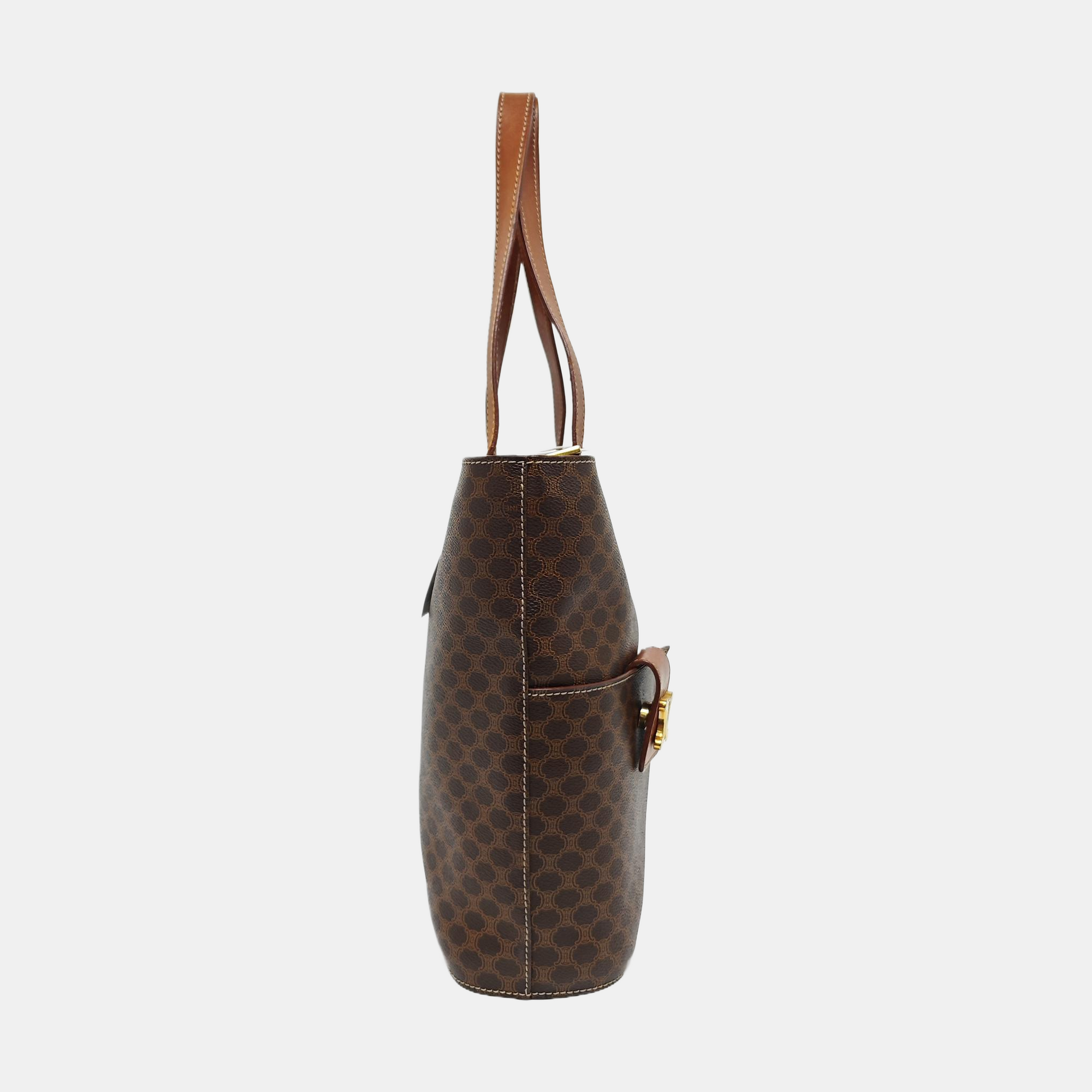 Coated Canvas Shoulder Bag Brown