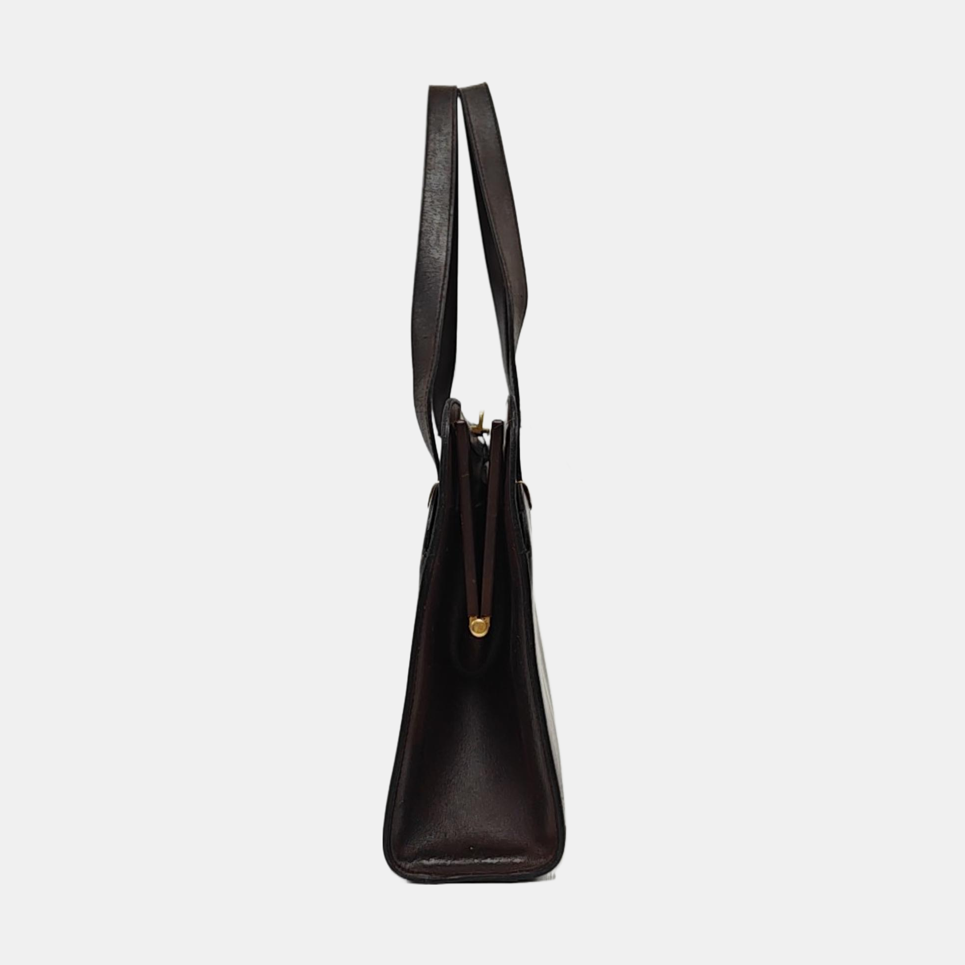 Calfskin Top Handle Bag Brown