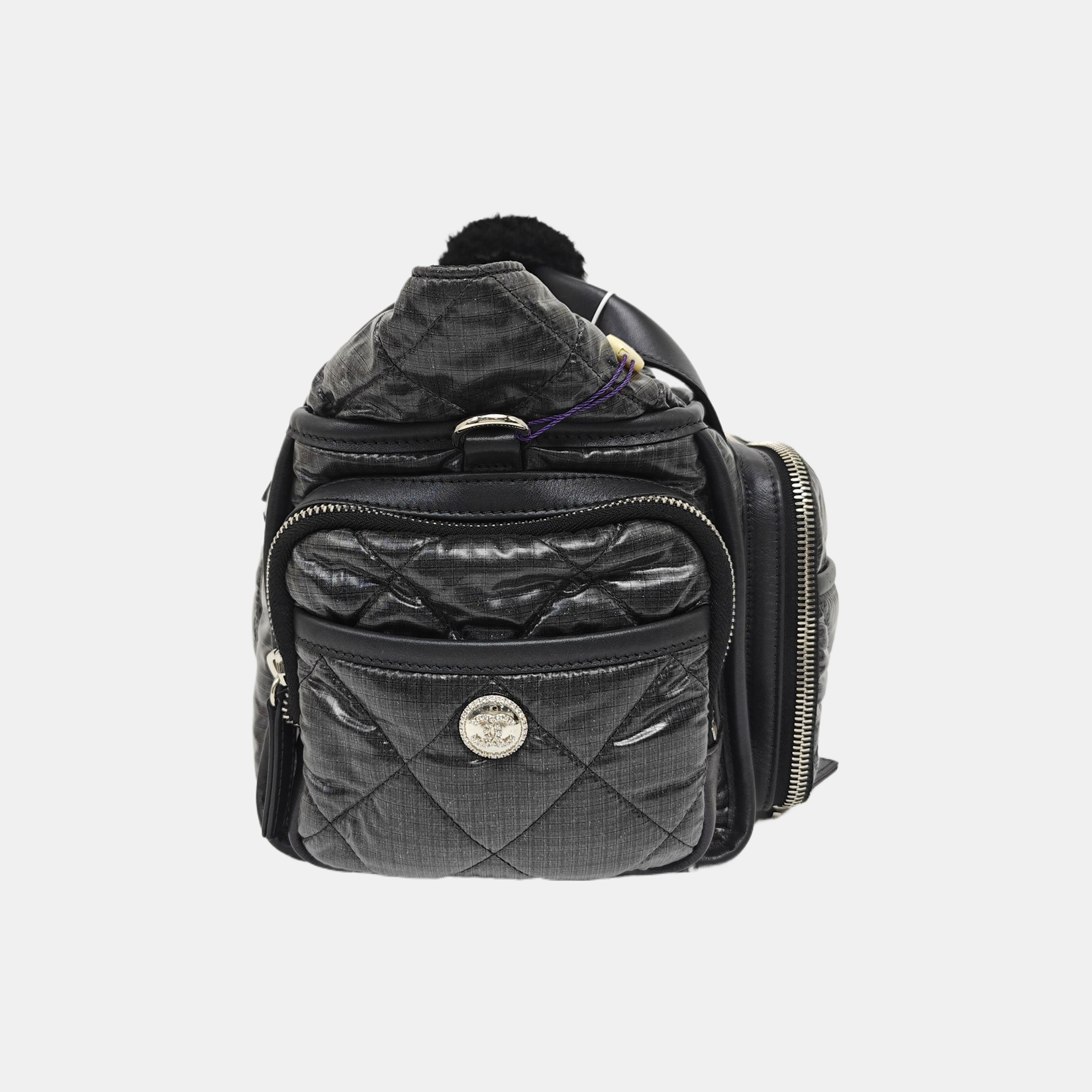 Quilted Nylon Shoulder Bag Gray