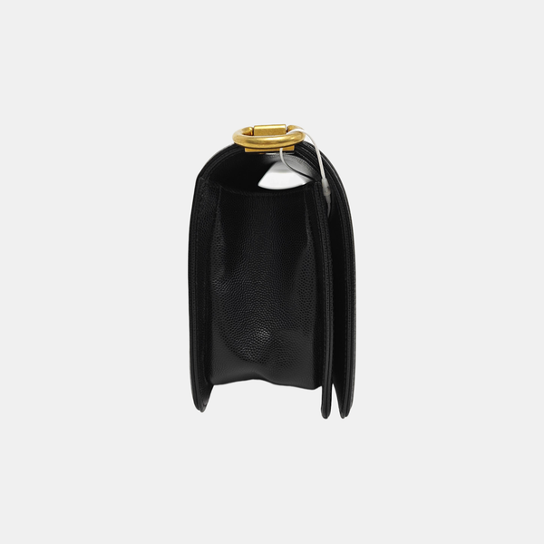 BOY CHANEL Medium Quilted Grained Calfskin Black